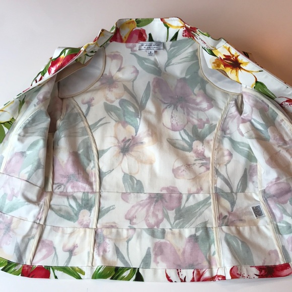 ST. JOHN SPORT BY MARIE GRAY WHITE FLORAL JACKET S - Picture 14 of 16